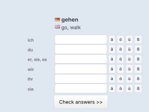 Screenshot Konjugationsübungen